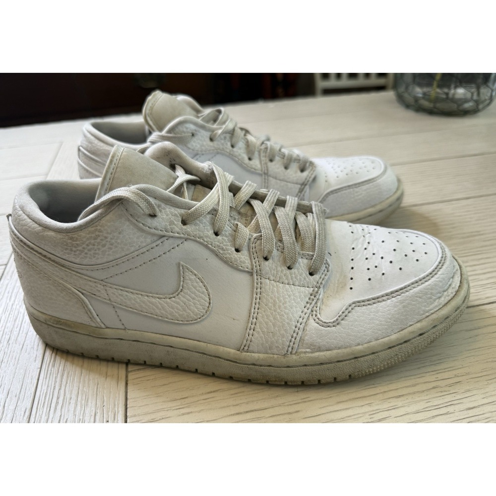 Air Jordan 1 Low Triple White Leather (553558-130) Lace Up Sneaker Shoes Men's 8
